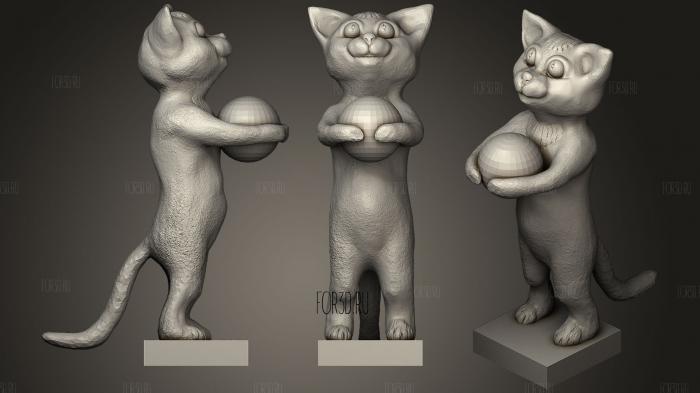 Cat With Ball stl model for CNC